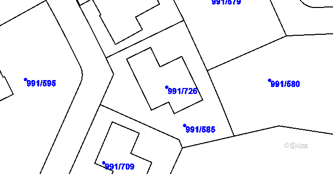 Parcela st. 991/726 v KÚ Velká Chuchle, Katastrální mapa