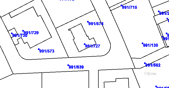 Parcela st. 991/727 v KÚ Velká Chuchle, Katastrální mapa