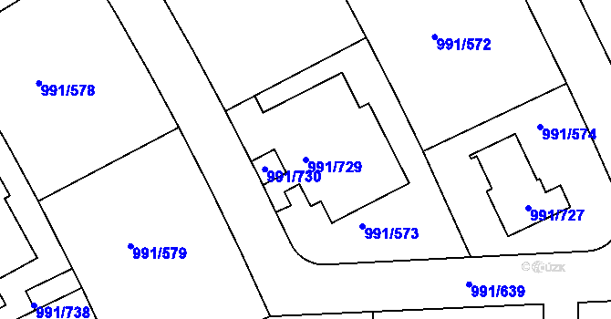 Parcela st. 991/729 v KÚ Velká Chuchle, Katastrální mapa