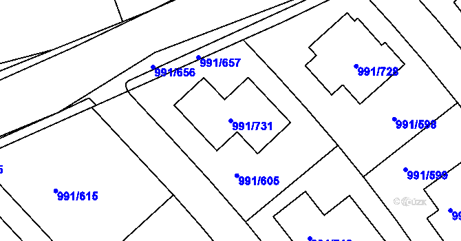 Parcela st. 991/731 v KÚ Velká Chuchle, Katastrální mapa