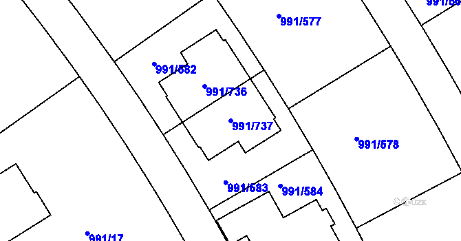 Parcela st. 991/737 v KÚ Velká Chuchle, Katastrální mapa