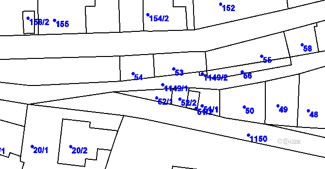 Parcela st. 1149/1 v KÚ Velká Chuchle, Katastrální mapa