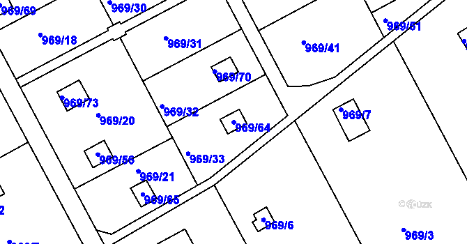 Parcela st. 969/64 v KÚ Velká Chuchle, Katastrální mapa