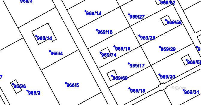 Parcela st. 969/74 v KÚ Velká Chuchle, Katastrální mapa