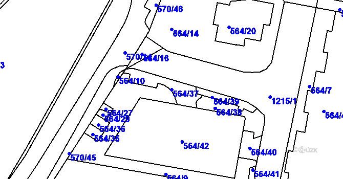 Parcela st. 564/37 v KÚ Velká Chuchle, Katastrální mapa