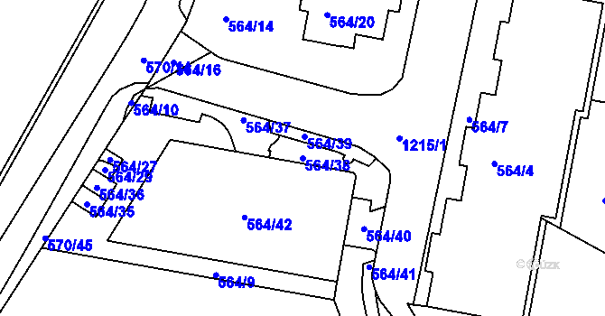 Parcela st. 564/38 v KÚ Velká Chuchle, Katastrální mapa
