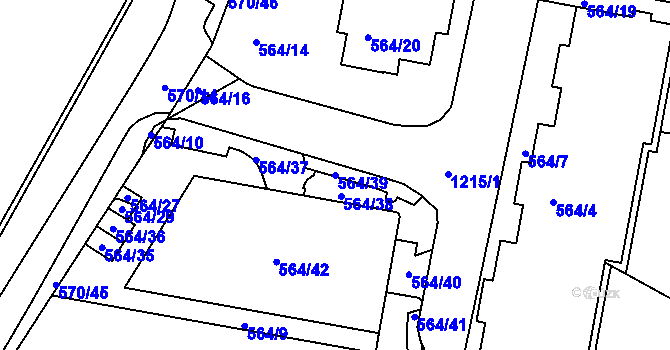 Parcela st. 564/39 v KÚ Velká Chuchle, Katastrální mapa