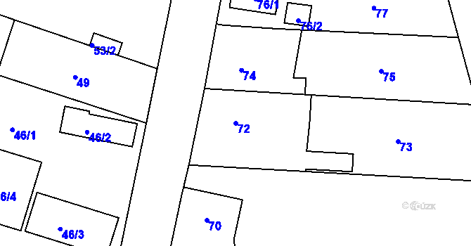 Parcela st. 72 v KÚ Lahovice, Katastrální mapa
