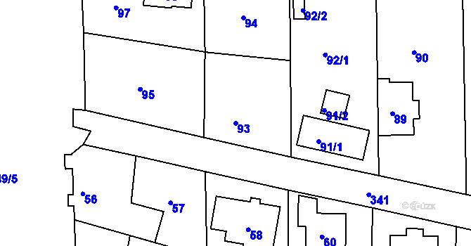 Parcela st. 93 v KÚ Lahovice, Katastrální mapa