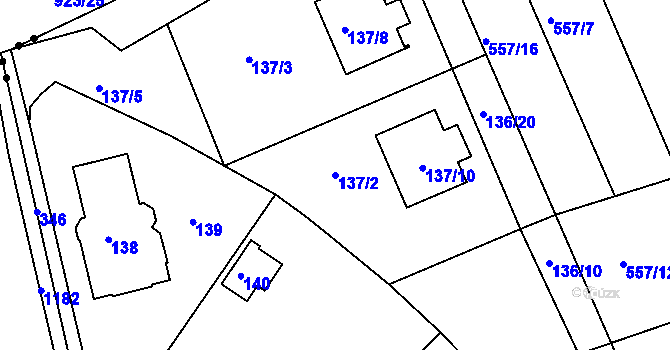 Parcela st. 137/2 v KÚ Lahovice, Katastrální mapa