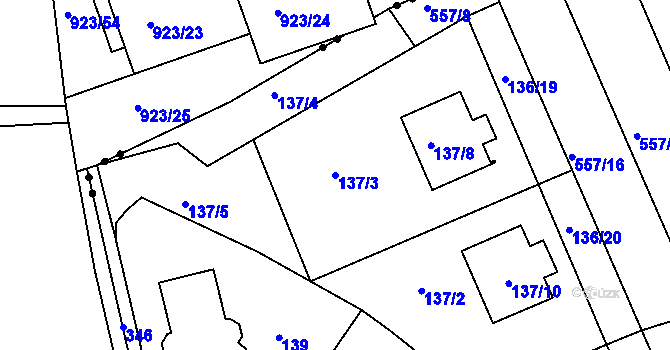 Parcela st. 137/3 v KÚ Lahovice, Katastrální mapa