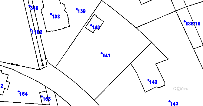 Parcela st. 141 v KÚ Lahovice, Katastrální mapa