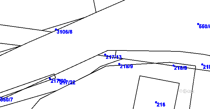 Parcela st. 217/13 v KÚ Lahovice, Katastrální mapa