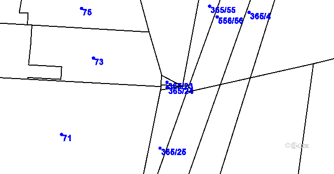 Parcela st. 365/24 v KÚ Lahovice, Katastrální mapa