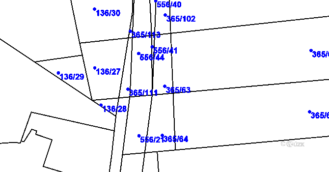 Parcela st. 365/63 v KÚ Lahovice, Katastrální mapa