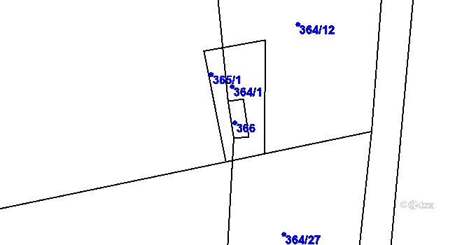 Parcela st. 366 v KÚ Lahovice, Katastrální mapa