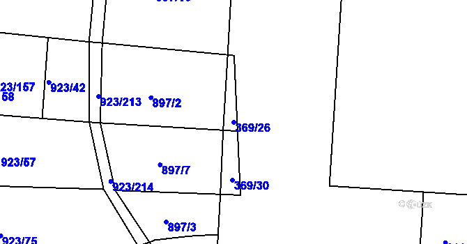 Parcela st. 369/26 v KÚ Lahovice, Katastrální mapa