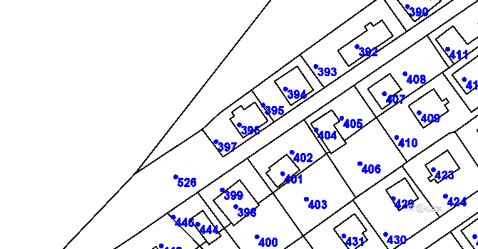 Parcela st. 396 v KÚ Lahovice, Katastrální mapa