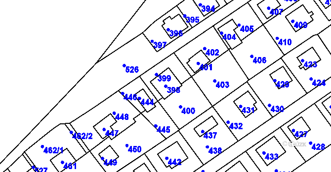 Parcela st. 398 v KÚ Lahovice, Katastrální mapa