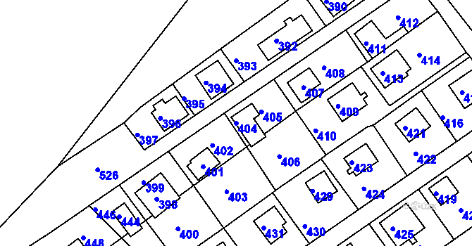 Parcela st. 404 v KÚ Lahovice, Katastrální mapa