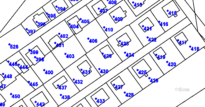 Parcela st. 429 v KÚ Lahovice, Katastrální mapa