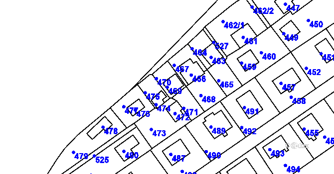 Parcela st. 469 v KÚ Lahovice, Katastrální mapa