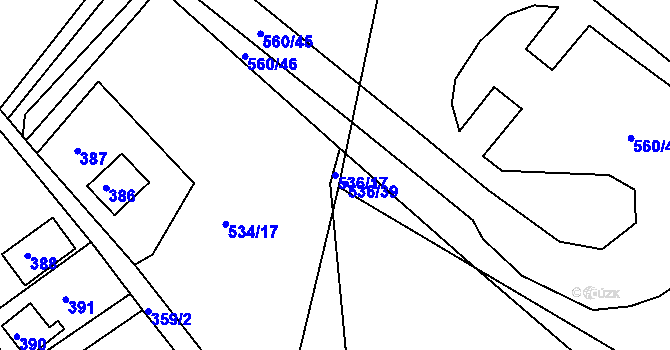 Parcela st. 536/17 v KÚ Lahovice, Katastrální mapa