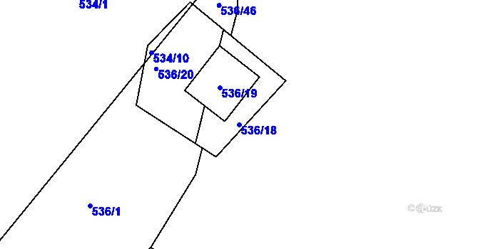 Parcela st. 536/18 v KÚ Lahovice, Katastrální mapa