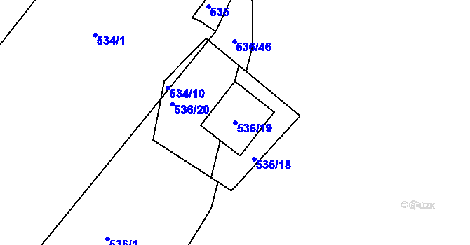 Parcela st. 536/19 v KÚ Lahovice, Katastrální mapa