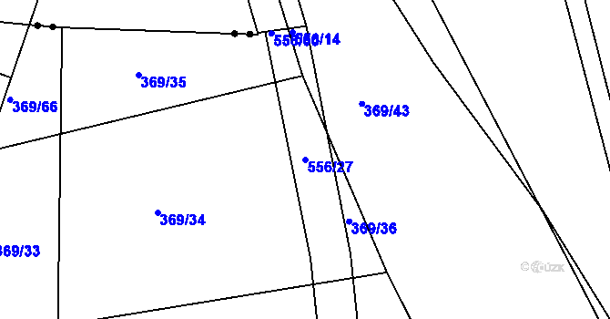 Parcela st. 556/27 v KÚ Lahovice, Katastrální mapa