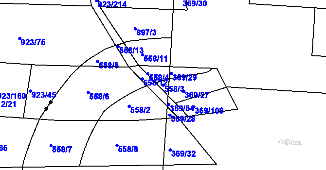 Parcela st. 558/3 v KÚ Lahovice, Katastrální mapa