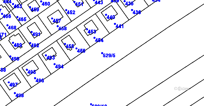 Parcela st. 529/5 v KÚ Lahovice, Katastrální mapa