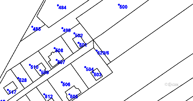 Parcela st. 529/6 v KÚ Lahovice, Katastrální mapa