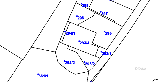 Parcela st. 293/4 v KÚ Lahovice, Katastrální mapa