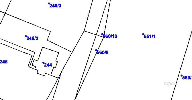 Parcela st. 560/9 v KÚ Lahovice, Katastrální mapa