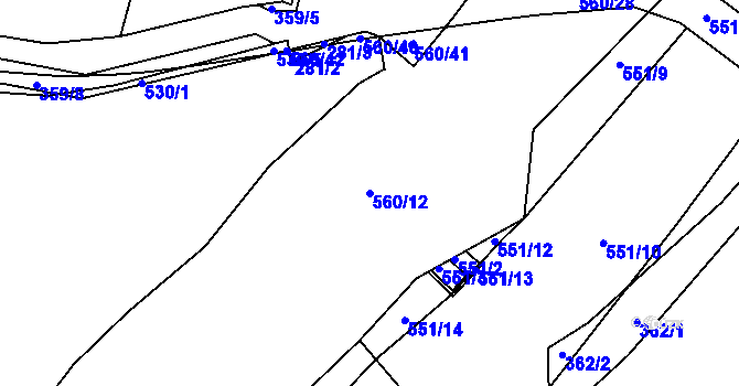 Parcela st. 560/12 v KÚ Lahovice, Katastrální mapa