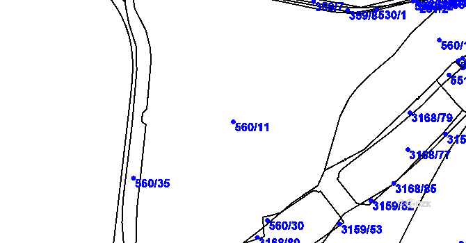 Parcela st. 560/11 v KÚ Lahovice, Katastrální mapa