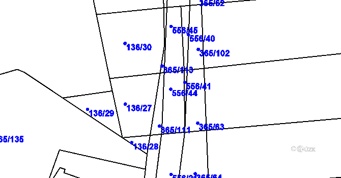 Parcela st. 556/44 v KÚ Lahovice, Katastrální mapa