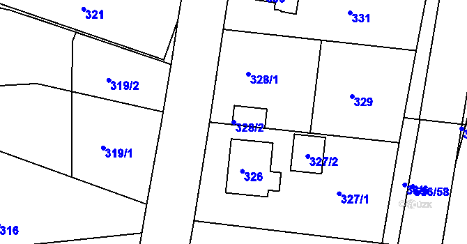 Parcela st. 328/2 v KÚ Lahovice, Katastrální mapa