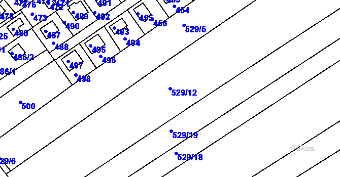 Parcela st. 529/12 v KÚ Lahovice, Katastrální mapa