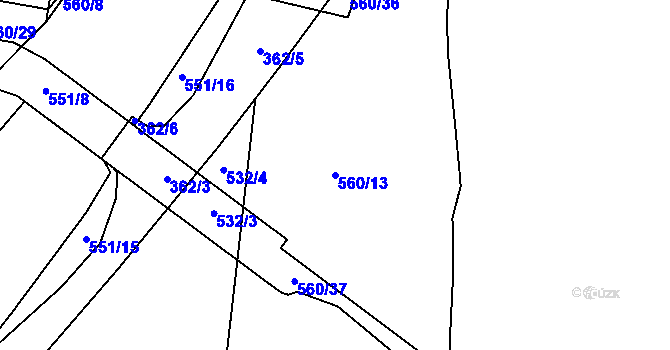 Parcela st. 560/13 v KÚ Lahovice, Katastrální mapa