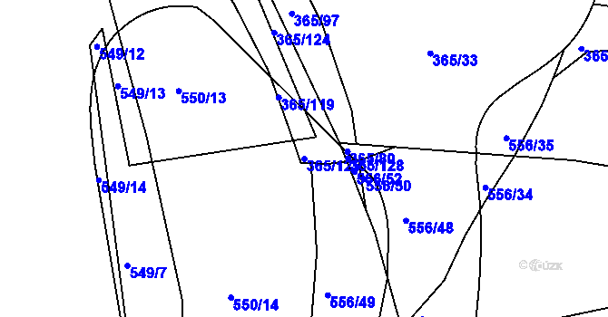 Parcela st. 365/125 v KÚ Lahovice, Katastrální mapa