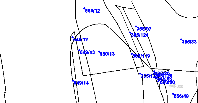 Parcela st. 550/13 v KÚ Lahovice, Katastrální mapa