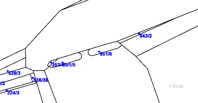 Parcela st. 551/6 v KÚ Lahovice, Katastrální mapa