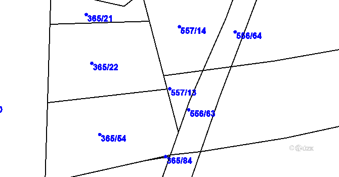 Parcela st. 557/13 v KÚ Lahovice, Katastrální mapa
