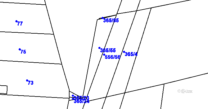 Parcela st. 556/56 v KÚ Lahovice, Katastrální mapa
