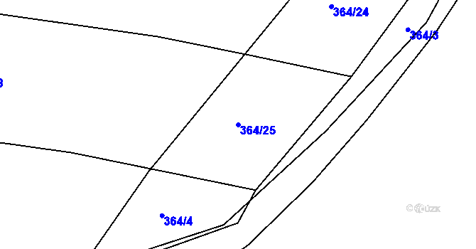 Parcela st. 364/25 v KÚ Lahovice, Katastrální mapa