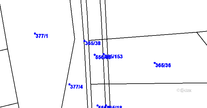 Parcela st. 365/153 v KÚ Lahovice, Katastrální mapa