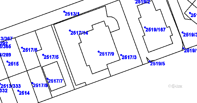 Parcela st. 2517/9 v KÚ Dejvice, Katastrální mapa