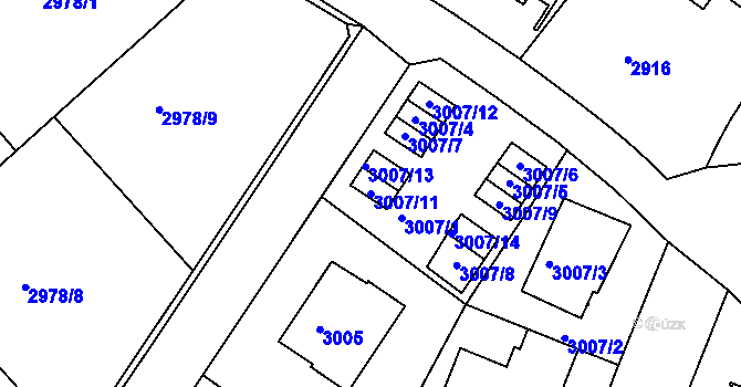 Parcela st. 3007/11 v KÚ Dejvice, Katastrální mapa